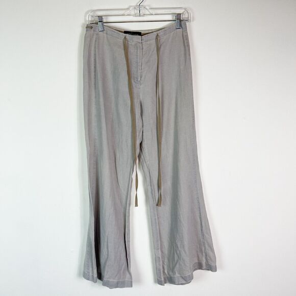 MODA International Women's Gray Linen Drawstring Wide Leg Pant Size 4 - Picture 1 of 3